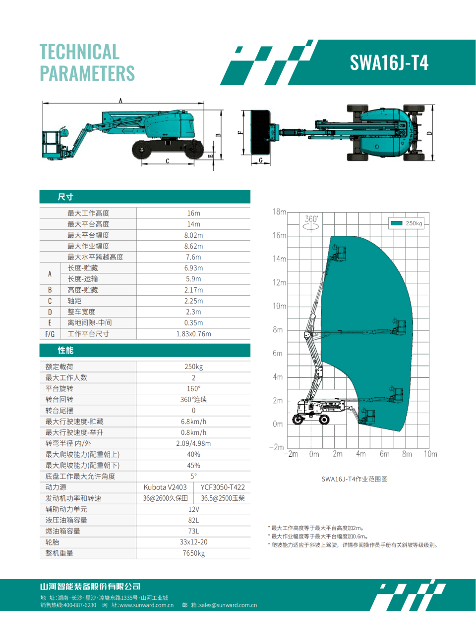 SWA16J-T4 柴动曲臂式高空作业平台